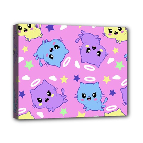 Seamless Pattern With Cute Kawaii Kittens Canvas 10  X 8  (stretched)