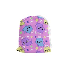 Seamless Pattern With Cute Kawaii Kittens Drawstring Pouch (medium)