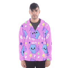 Seamless Pattern With Cute Kawaii Kittens Men s Hooded Windbreaker