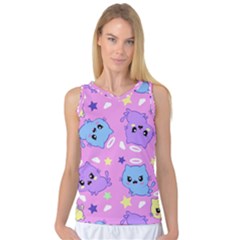 Seamless Pattern With Cute Kawaii Kittens Women s Basketball Tank Top