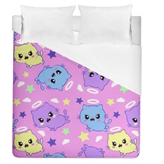 Seamless Pattern With Cute Kawaii Kittens Duvet Cover (queen Size)