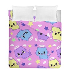 Seamless Pattern With Cute Kawaii Kittens Duvet Cover Double Side (full/ Double Size)