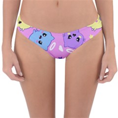 Seamless Pattern With Cute Kawaii Kittens Reversible Hipster Bikini Bottoms