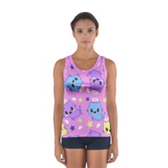 Seamless Pattern With Cute Kawaii Kittens Sport Tank Top 