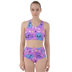 Seamless Pattern With Cute Kawaii Kittens Racer Back Bikini Set by Jancukart