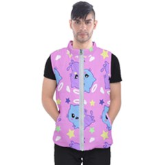 Seamless Pattern With Cute Kawaii Kittens Men s Puffer Vest