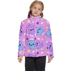 Seamless Pattern With Cute Kawaii Kittens Kids  Puffer Bubble Jacket Coat by Jancukart