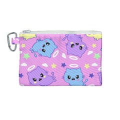 Seamless Pattern With Cute Kawaii Kittens Canvas Cosmetic Bag (medium) by Jancukart