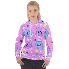 Seamless Pattern With Cute Kawaii Kittens Women s Overhead Hoodie