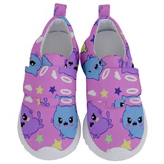 Seamless Pattern With Cute Kawaii Kittens Kids  Velcro No Lace Shoes