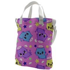 Seamless Pattern With Cute Kawaii Kittens Canvas Messenger Bag by Jancukart