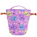 Seamless Pattern With Cute Kawaii Kittens Drawstring Bucket Bag View2