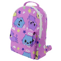 Seamless Pattern With Cute Kawaii Kittens Flap Pocket Backpack (small)