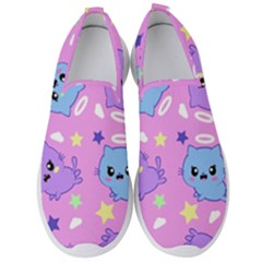 Seamless Pattern With Cute Kawaii Kittens Men s Slip On Sneakers