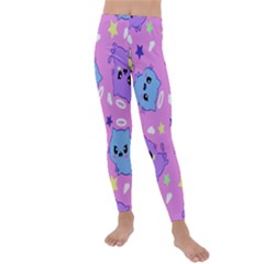 Seamless Pattern With Cute Kawaii Kittens Kids  Lightweight Velour Leggings