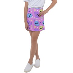 Seamless Pattern With Cute Kawaii Kittens Kids  Tennis Skirt