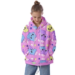 Seamless Pattern With Cute Kawaii Kittens Kids  Oversized Hoodie