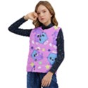 Seamless Pattern With Cute Kawaii Kittens Kid s Short Button Up Puffer Vest	 View3