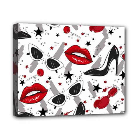 Red Lips Black Heels Pattern Canvas 10  X 8  (stretched)