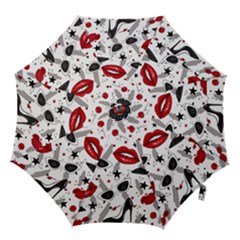 Red Lips Black Heels Pattern Hook Handle Umbrellas (medium)