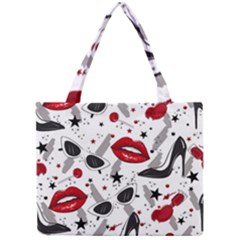 Red Lips Black Heels Pattern Mini Tote Bag