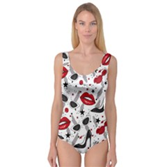 Red Lips Black Heels Pattern Princess Tank Leotard 