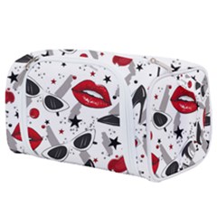 Red Lips Black Heels Pattern Toiletries Pouch by Jancukart