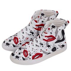 Red Lips Black Heels Pattern Women s Hi-top Skate Sneakers