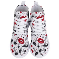 Red Lips Black Heels Pattern Women s Lightweight High Top Sneakers