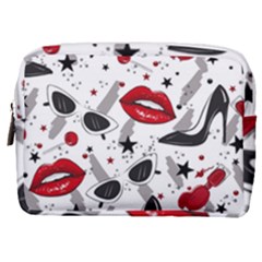 Red Lips Black Heels Pattern Make Up Pouch (medium) by Jancukart