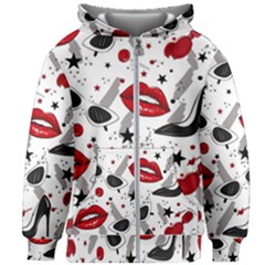 Red Lips Black Heels Pattern Kids  Zipper Hoodie Without Drawstring