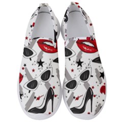 Red Lips Black Heels Pattern Men s Slip On Sneakers by Jancukart