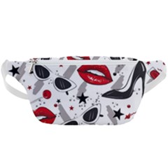 Red Lips Black Heels Pattern Waist Bag 