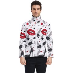 Red Lips Black Heels Pattern Men s Bomber Jacket