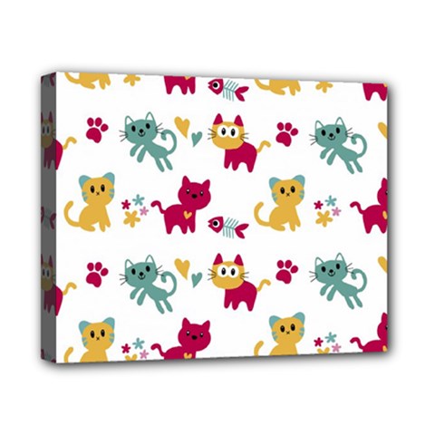 Pattern With Cute Cats Canvas 10  X 8  (stretched) by Jancukart