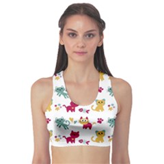 Pattern With Cute Cats Sports Bra