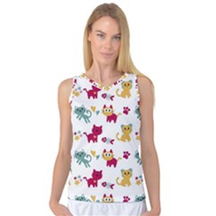 Pattern With Cute Cats Women s Basketball Tank Top