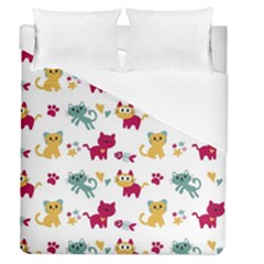 Pattern With Cute Cats Duvet Cover (queen Size)