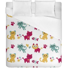 Pattern With Cute Cats Duvet Cover (california King Size)