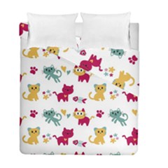 Pattern With Cute Cats Duvet Cover Double Side (full/ Double Size)