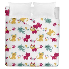 Pattern With Cute Cats Duvet Cover Double Side (queen Size)