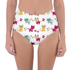 Pattern With Cute Cats Reversible High-waist Bikini Bottoms