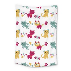 Pattern With Cute Cats Small Tapestry