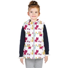 Pattern With Cute Cats Kids  Hooded Puffer Vest