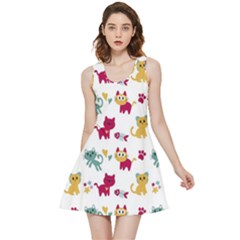 Pattern With Cute Cats Inside Out Reversible Sleeveless Dress