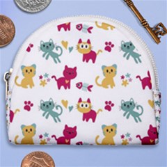 Pattern With Cute Cats Horseshoe Style Canvas Pouch