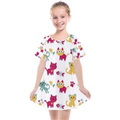 Pattern With Cute Cats Kids  Smock Dress