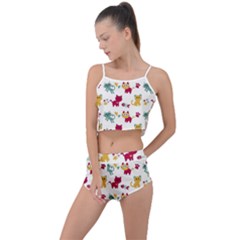 Pattern With Cute Cats Summer Cropped Co-ord Set