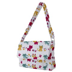 Pattern With Cute Cats Full Print Messenger Bag (m)