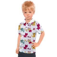 Pattern With Cute Cats Kids  Polo Tee